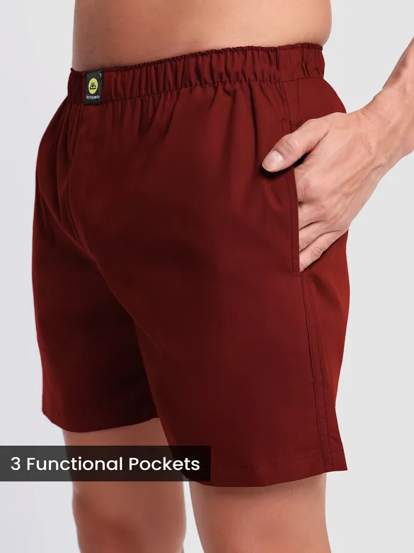 Plain Burgundy Mens Boxer