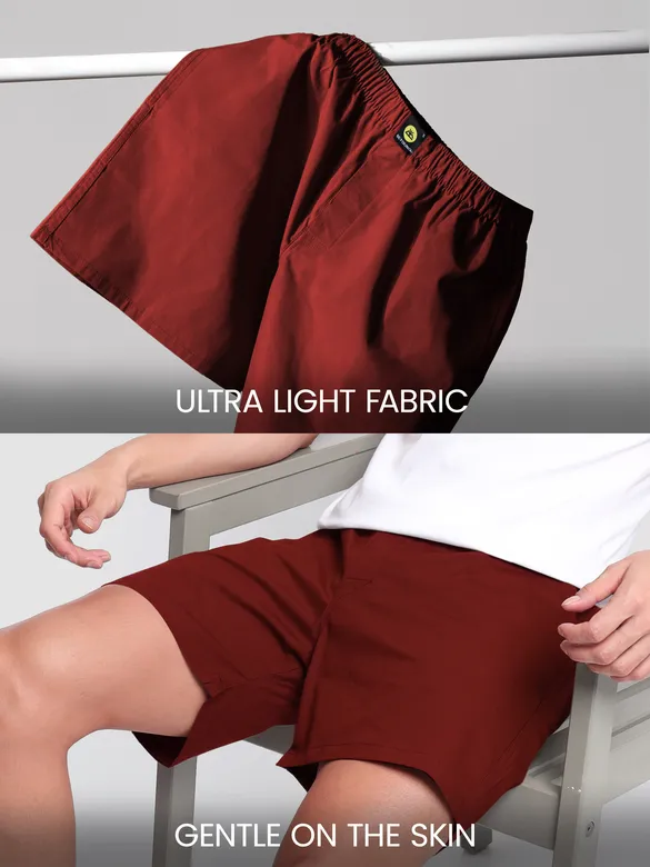 Plain Burgundy Mens Boxer