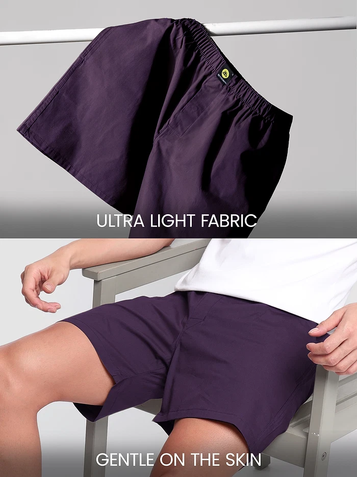 Plain Dark Violet Mens Boxe