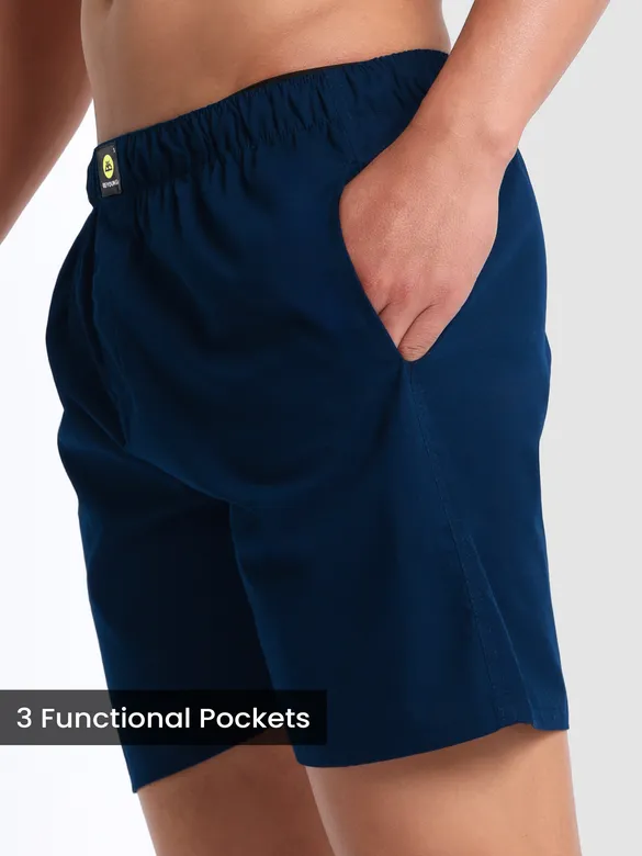 Plain Navy Blue Mens Boxer