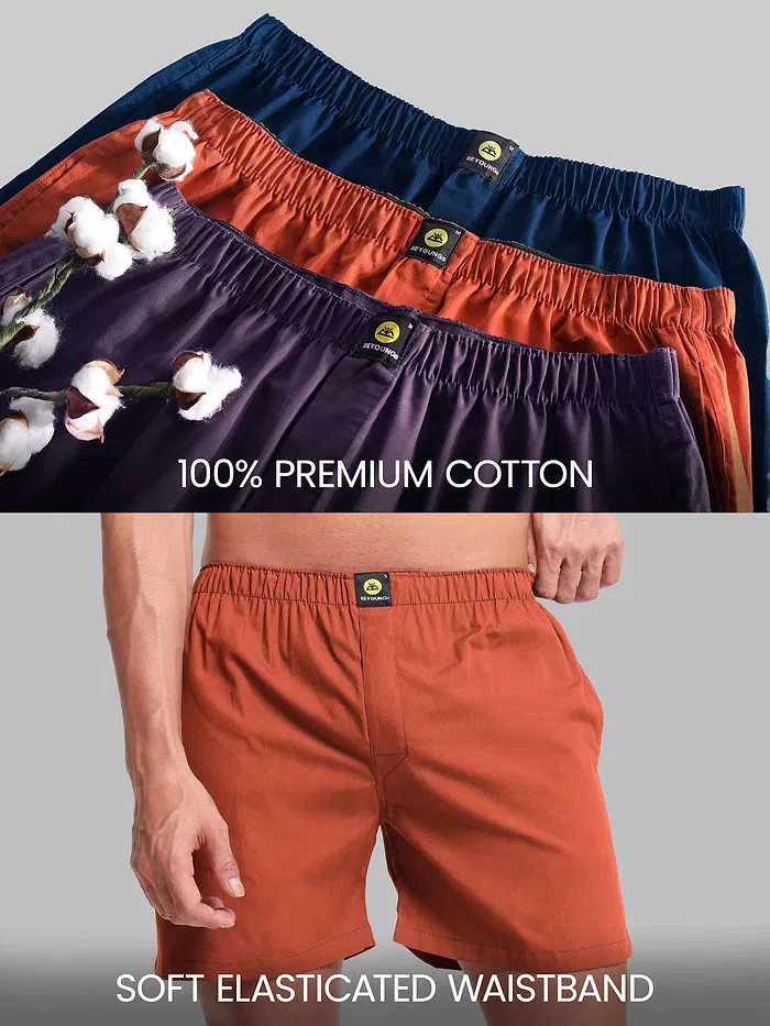 Plain Rust Orange Mens Boxer