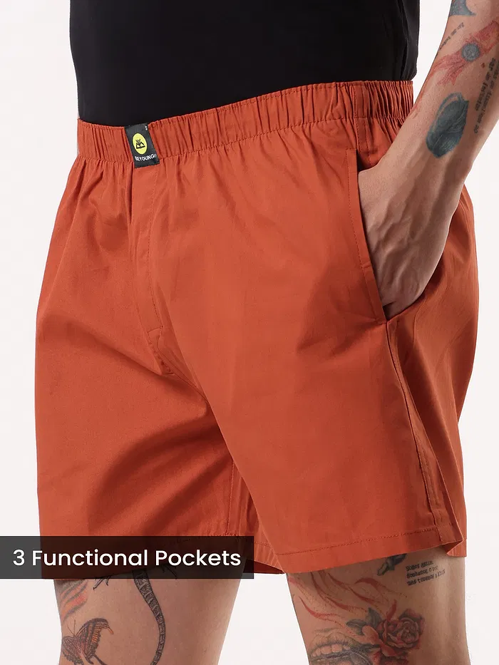 Plain Rust Orange Mens Boxer