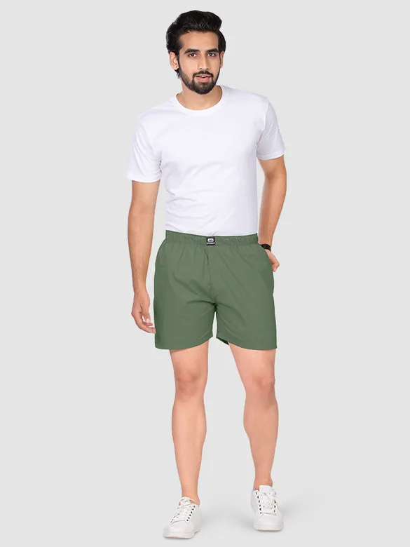 Plain Sage Green Grizzle Gray Black Mens Boxer Combo-Pack of 3