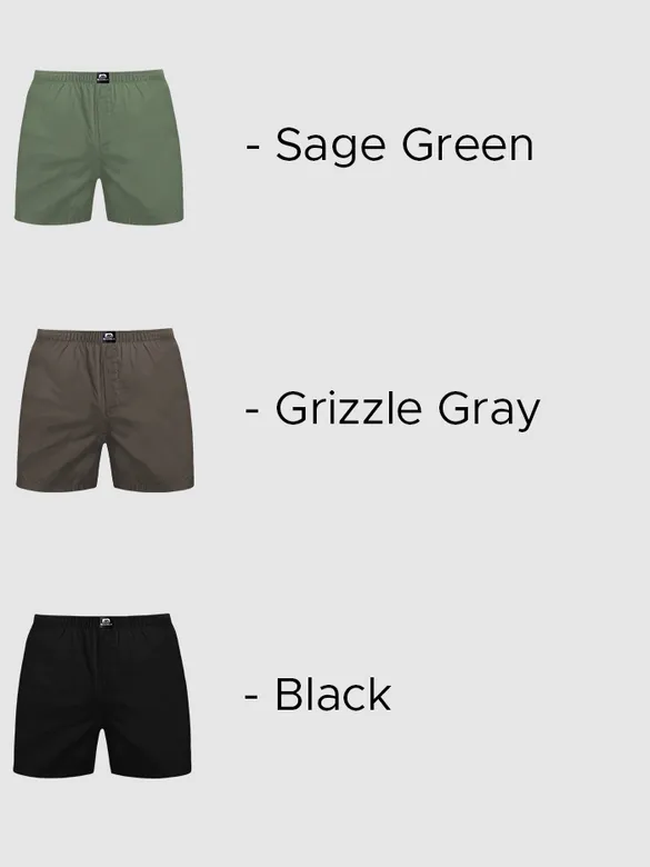 Plain Sage Green Grizzle Gray Black Mens Boxer Combo-Pack of 3