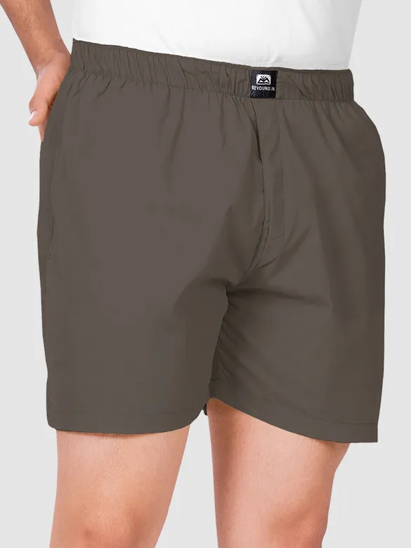 Plain Sage Green Grizzle Gray Black Mens Boxer Combo-Pack of 3