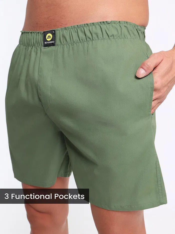 Plain Sage Green Mens Boxers