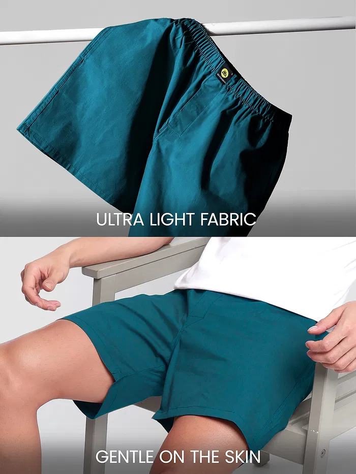 Plain Teal Blue Mens Boxer