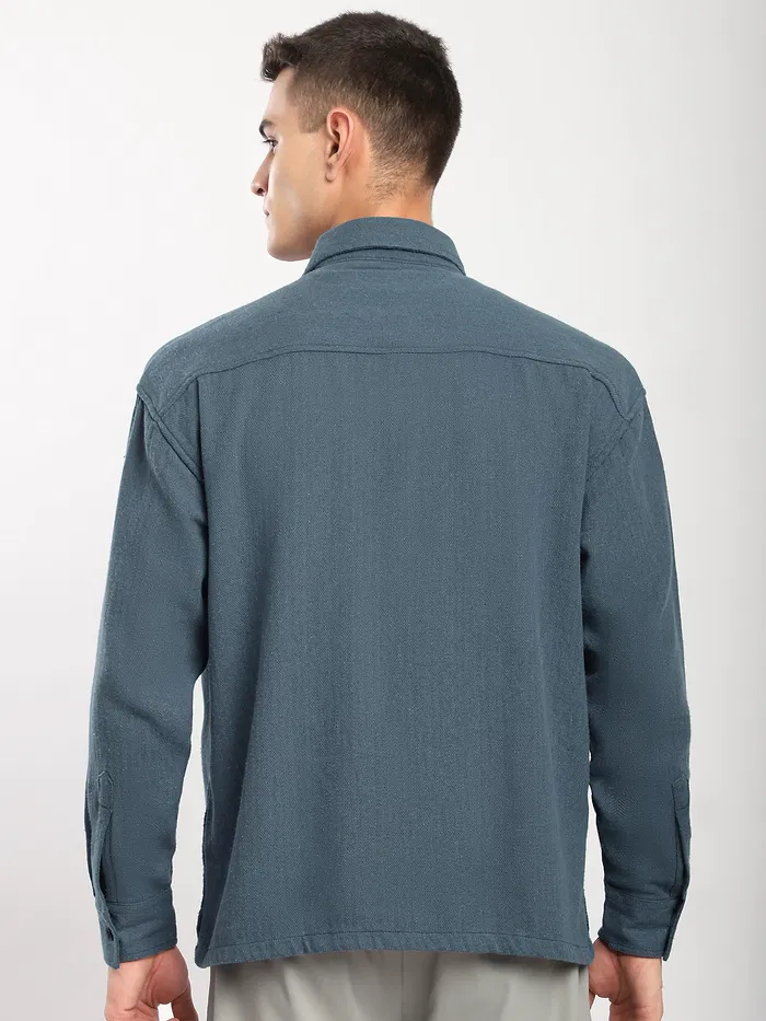 Airforce Blue Dual Pocket Cotton Shirt