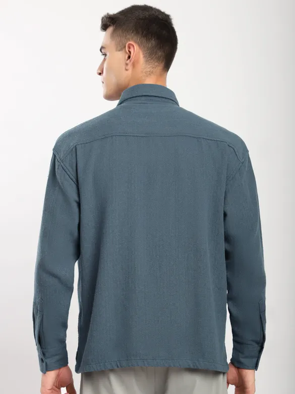 Airforce Blue Dual Pocket Cotton Shirt