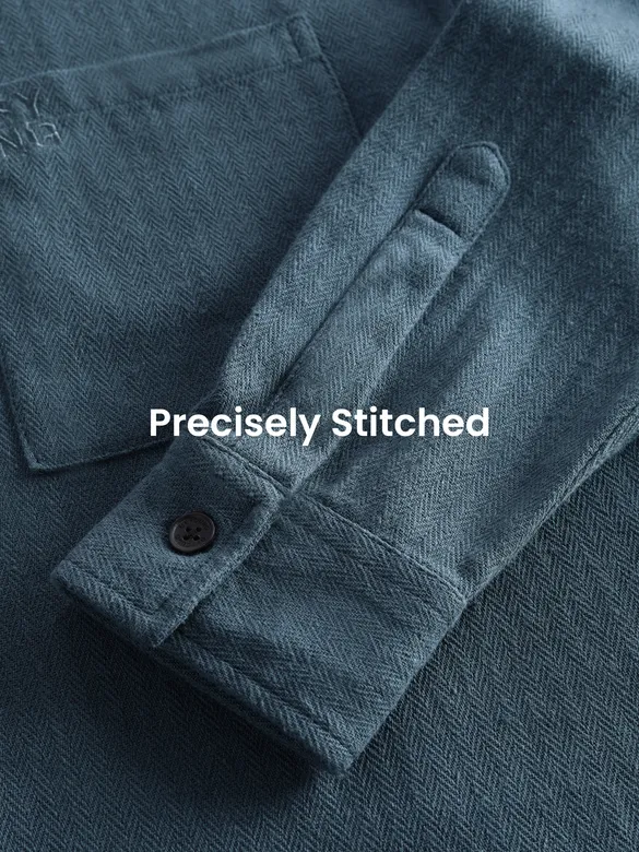Airforce Blue Dual Pocket Cotton Shirt