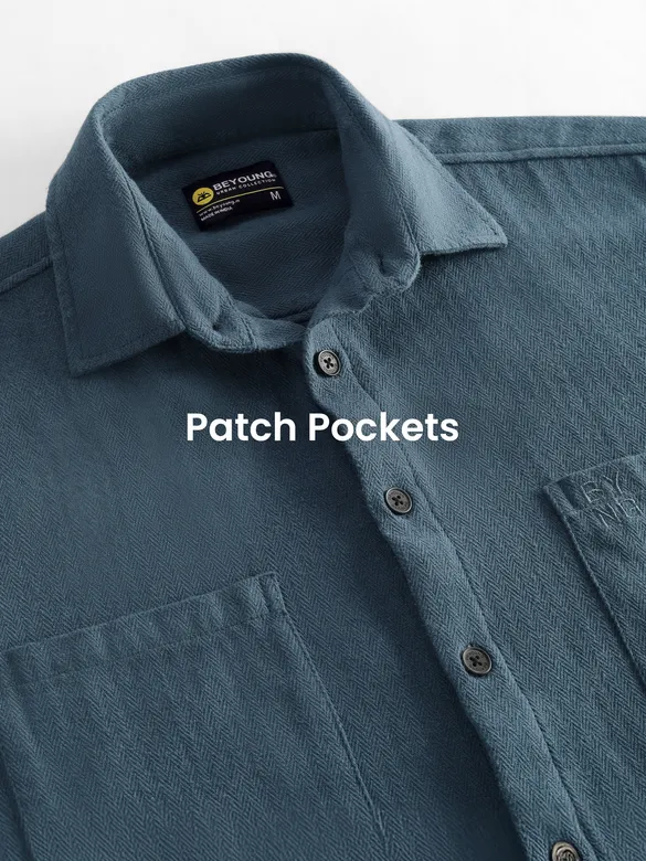 Airforce Blue Dual Pocket Cotton Shirt