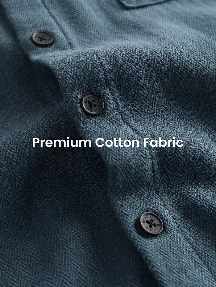Airforce Blue Dual Pocket Cotton Shirt