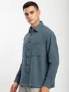 Airforce Blue Dual Pocket Cotton Shirt