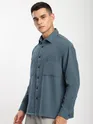 Airforce Blue Dual Pocket Cotton Shirt