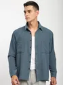 Airforce Blue Dual Pocket Cotton Shirt