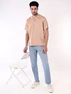 Apricot Striped Casual Shirt for Men
