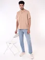 Apricot Striped Casual Shirt for Men