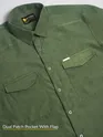 Army Green Plain Suede Urban Shirt for Men