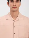 Baby Pink Front Yoke Suede Shirt