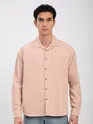 Baby Pink Front Yoke Suede Shirt