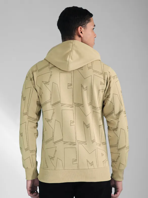 Beige Comic Printed Hoodie