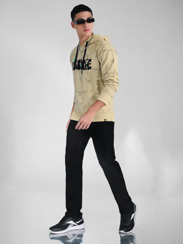Beige Comic Printed Hoodie