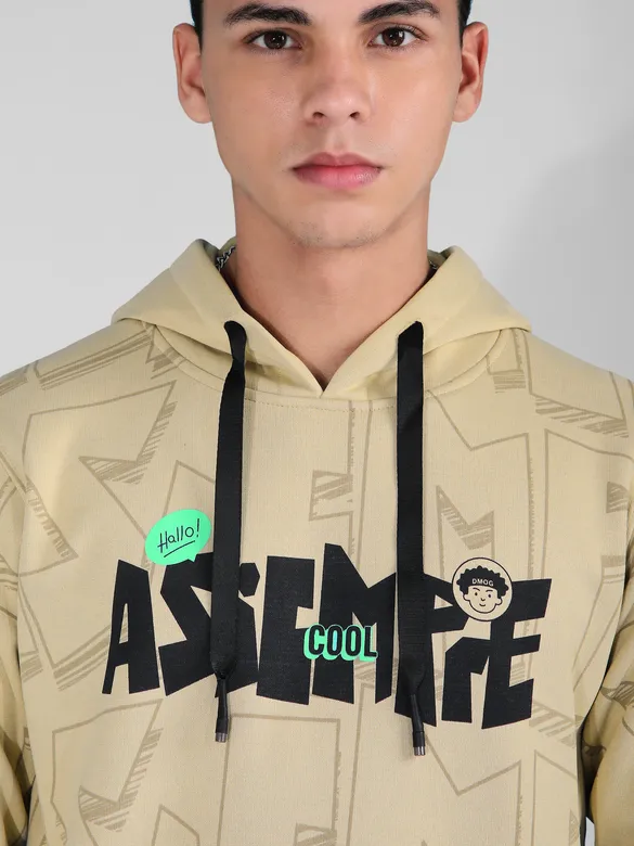 Beige Comic Printed Hoodie