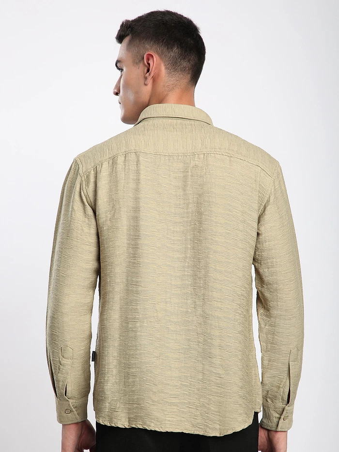 Beige Crinkled Shirt