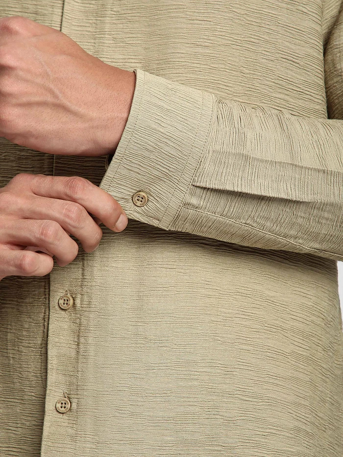 Beige Crinkled Shirt