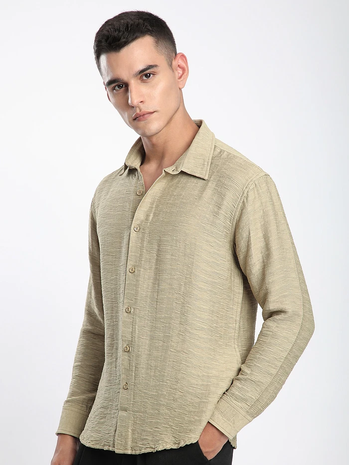 Beige Crinkled Shirt