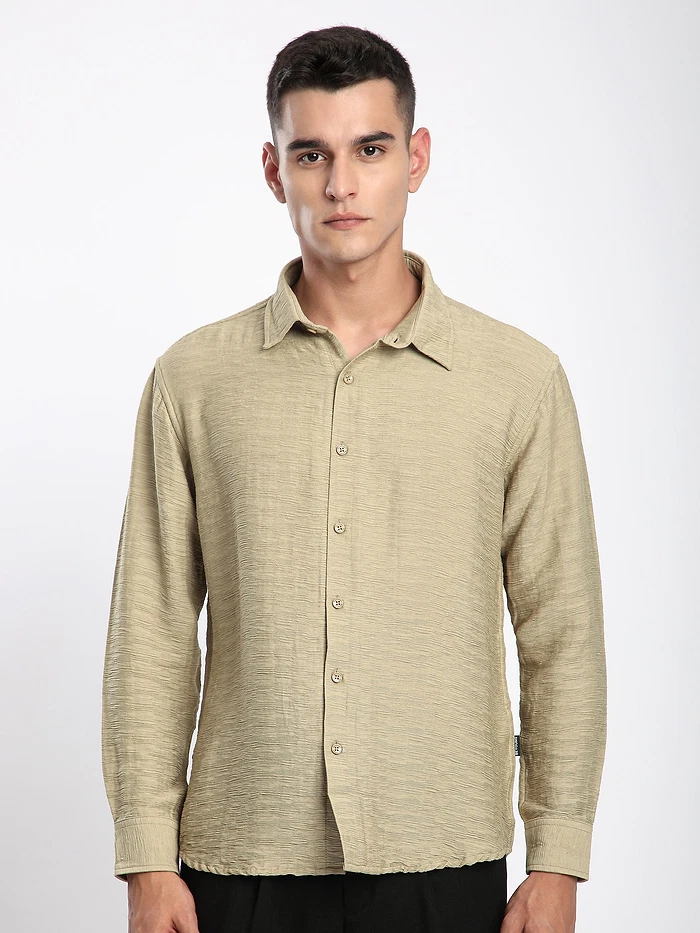 Beige Crinkled Shirt