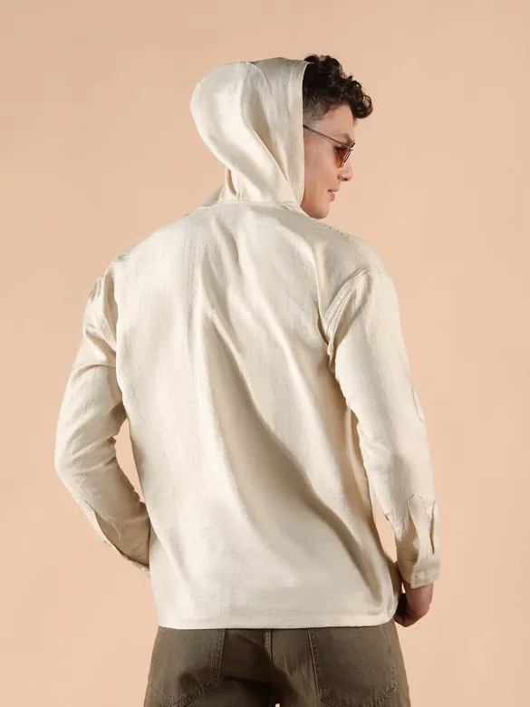 Beige Hooded Shirt
