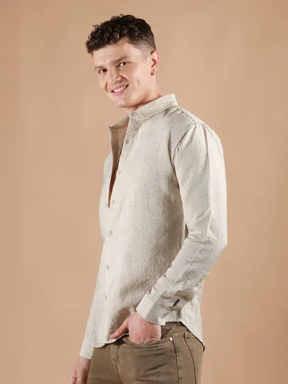 Beige Laser Cut Shirt