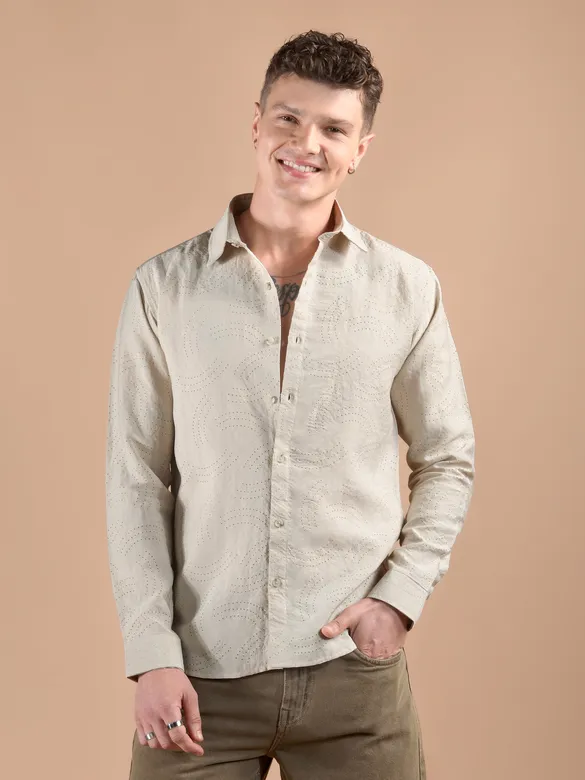 Beige Laser Cut Shirt