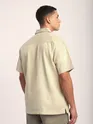 Beige Motif Embroidered Cuban Shirt