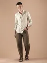 Beige Textured Check Shirt