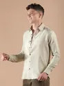 Beige Textured Check Shirt