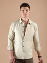 Beige Textured Check Shirt
