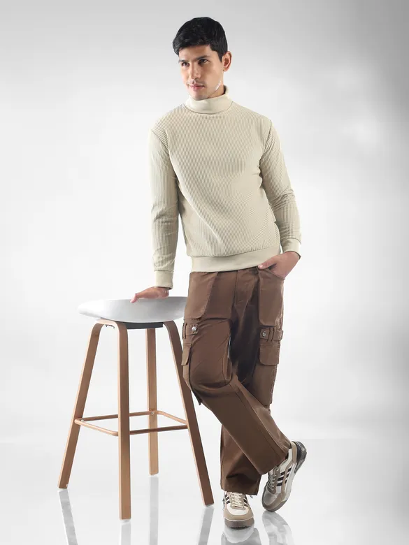 Beige Turtle Neck Sweatshirt