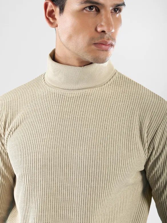 Beige Turtle Neck Sweatshirt