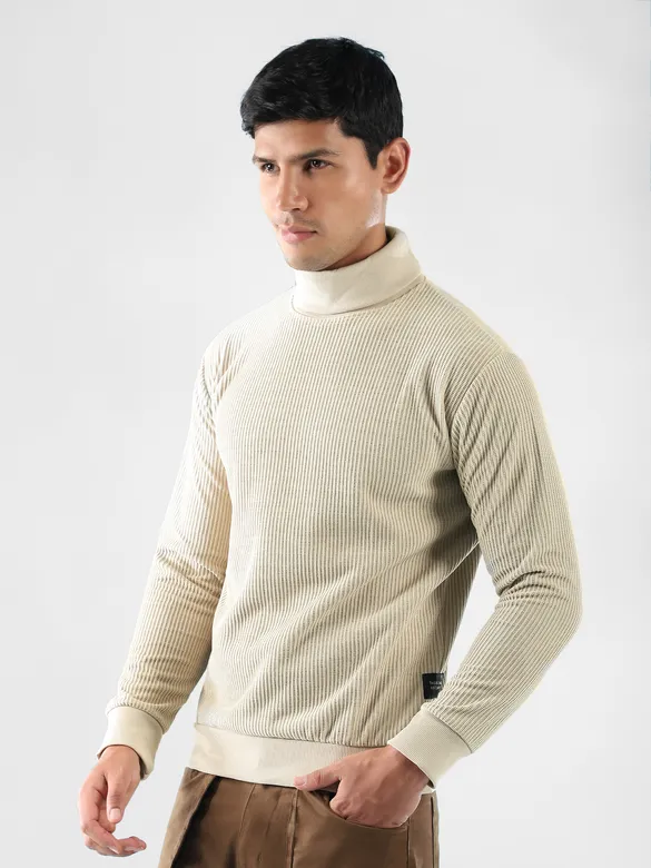 Beige Turtle Neck Sweatshirt