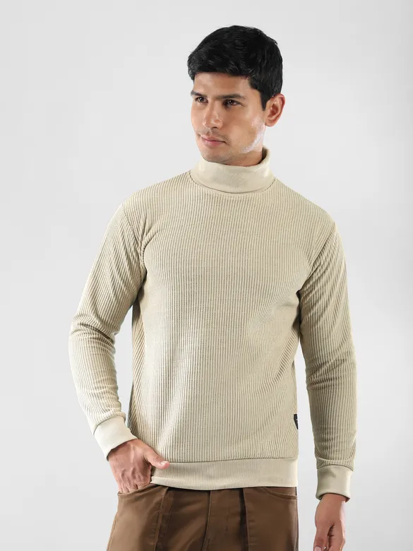 Beige Turtle Neck Sweatshirt