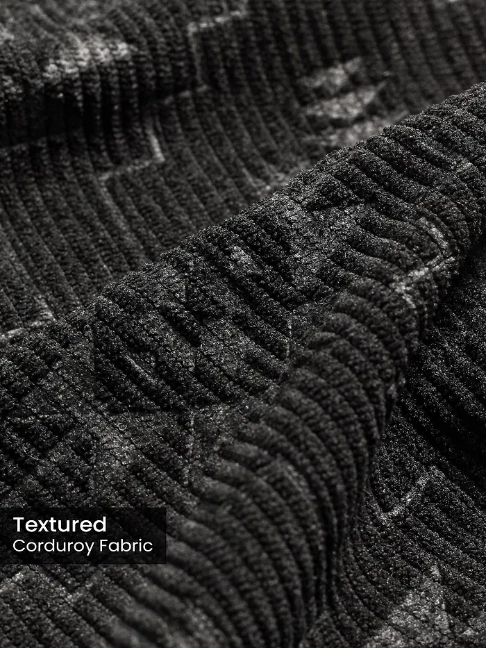 Black Abstract Structured Corduroy Shirt