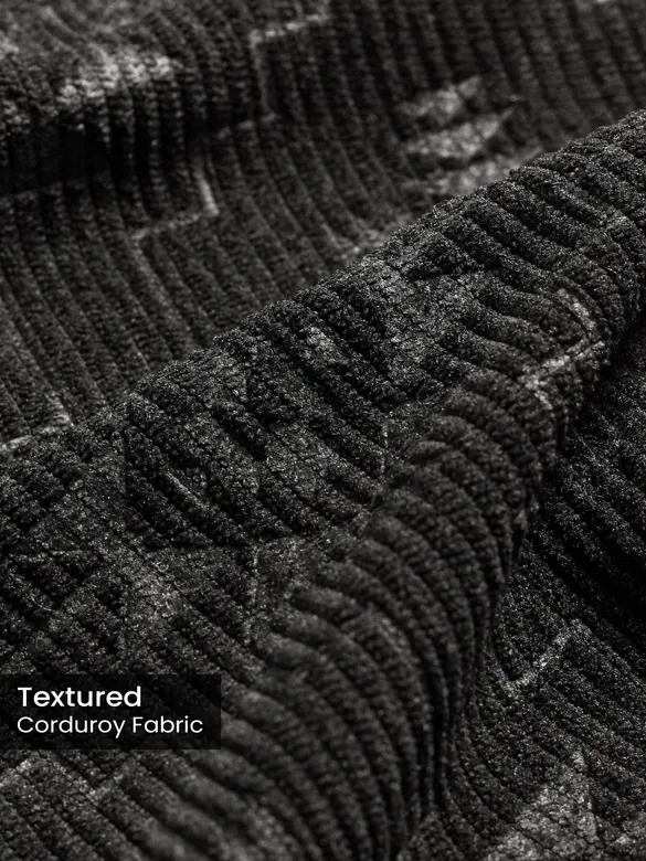 Black Abstract Structured Corduroy Shirt