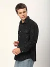 Black Abstract Structured Corduroy Shirt