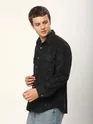 Black Abstract Structured Corduroy Shirt