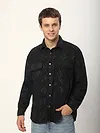 Black Abstract Structured Corduroy Shirt