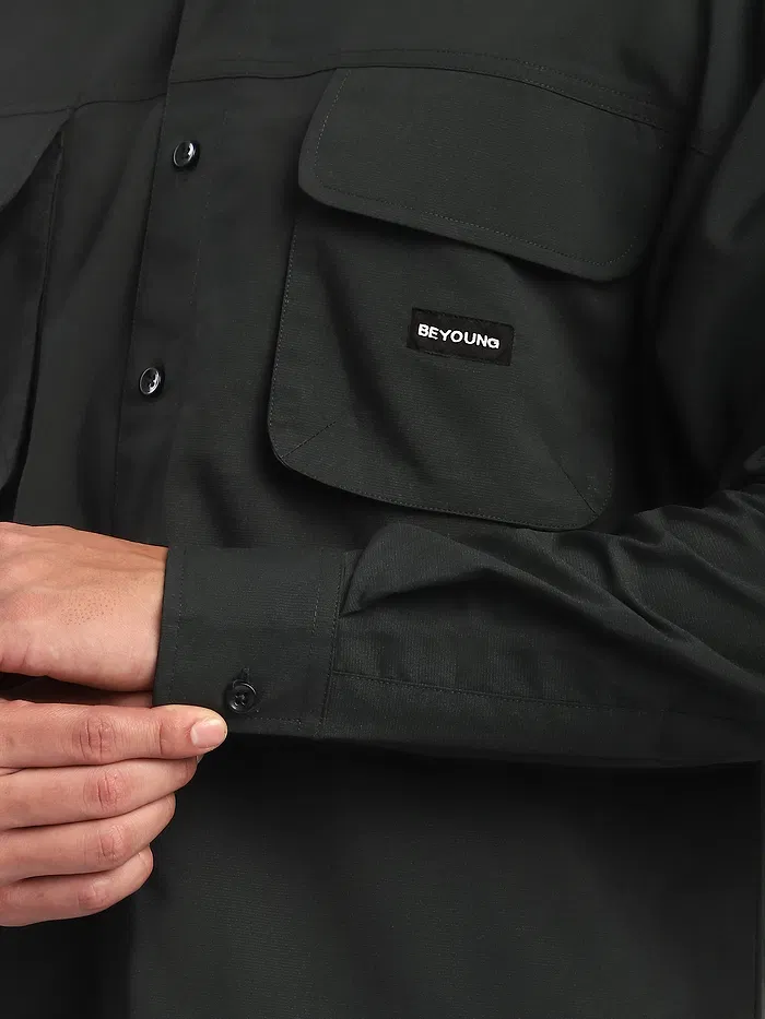 Black Baggy Pocketed Shirt