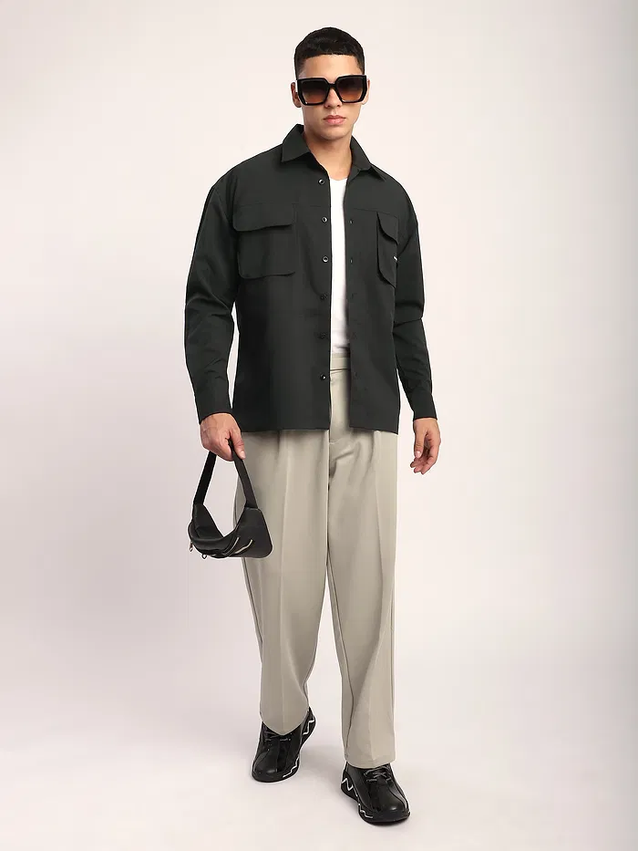 Black Baggy Pocketed Shirt