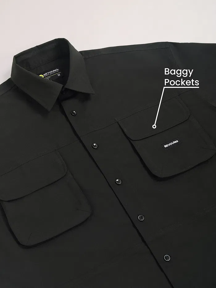 Black Baggy Pocketed Shirt